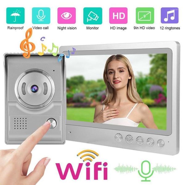 

mirilla digital 9 inch wifi video intercom doorbell ip65 waterproof night vision p shooting recording entry system 100-240v1