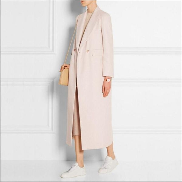

women's wool & blends brands fashion high-quality temperament lapel women outerwear 2021 autumn and winter beige long woolen coat jacke, Black