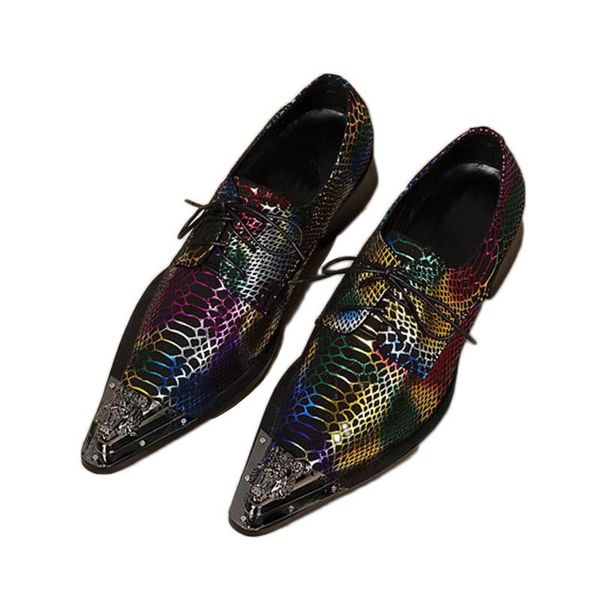 

british type new high-heeled ponited metal toe men's shoes lace-up mens party wedding shoes snake pattern, eu38-46, Black