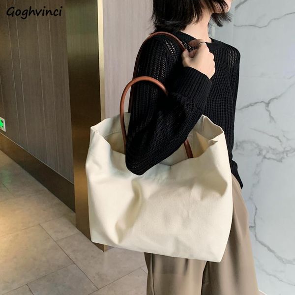 

cross body shoulder bags women canvas bag solid large capacity shopping simple womens handbags underarm ins students korean style retro