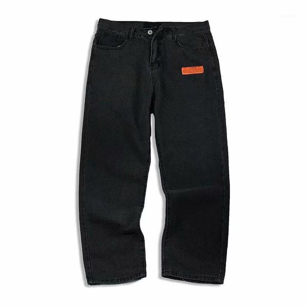 

wholesale 2020 fashion casual denim jeans men's korean trend autumn winter new brand patch loose straight drop wide leg pants1, Blue