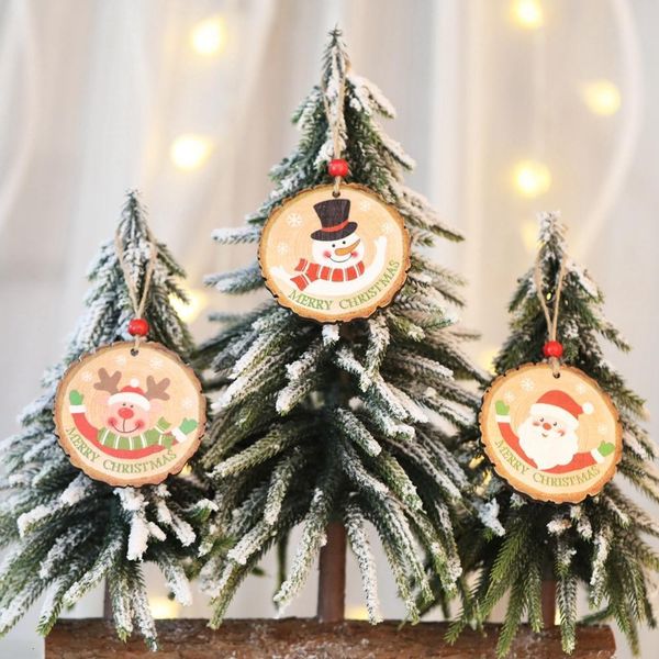 

1pcs santa claus elk christmas tree wooden pendants hanging ornaments xmas new year decor supplies home party decoration 62723