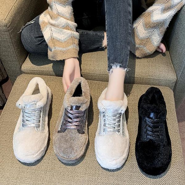 

all-match round toe casual woman shoe moccasin shoes loafers fur low heels 2020 fashion women's female footwear autumn, Black