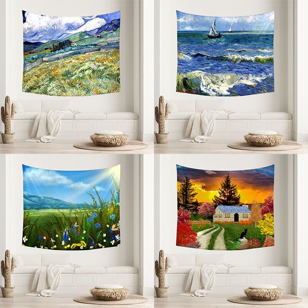 

background cloth hanging cloth bedroom room decoration layout bedside tapestry home natural scenery for dhl
