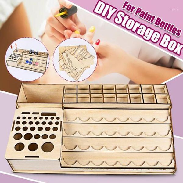 

diy wooden pigment bottle storage organizer color paint ink brush stand rack modular holder home school multilayers1