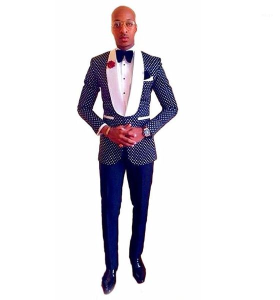 

wholesale- 2017 groomsmen navy blue groom tuxedos shawl white lapel men suits one button wedding man blazer (jacket+pants+tie) z2081, White;black