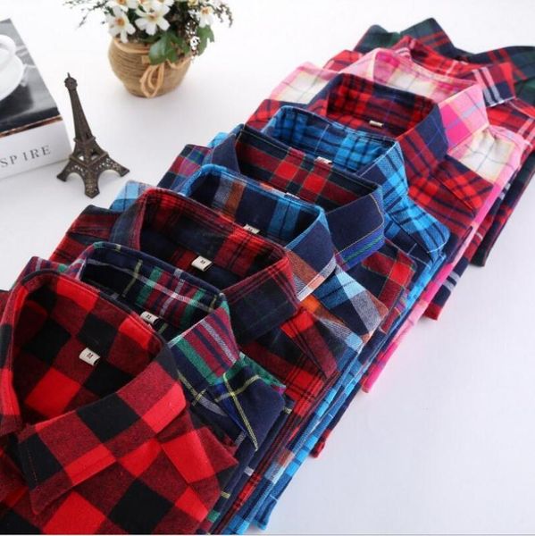 

2020 new plaid shirt ladies long-sleeved cotton multi-color xl slim women's shirt fashion baita bottoming women1, White