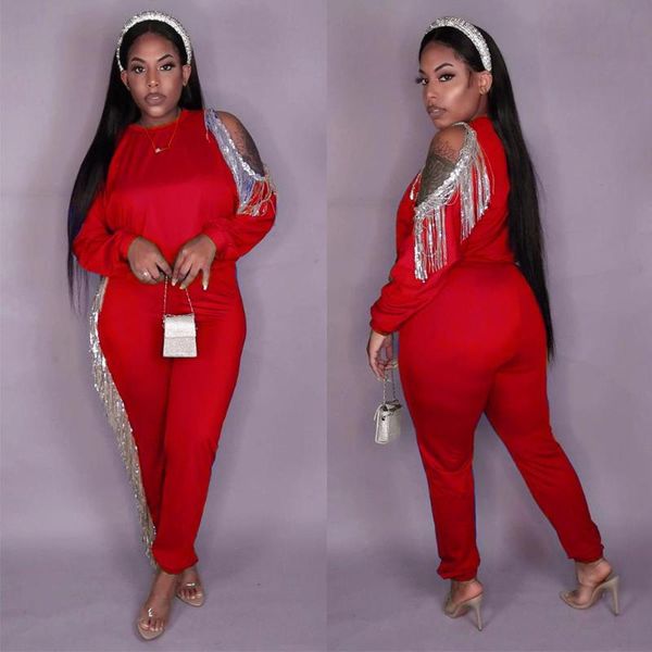 

dpsde 2021 women new spring street casual style sets long sleeve dew shoulder elastic long pants pure color two piece sets, Gray