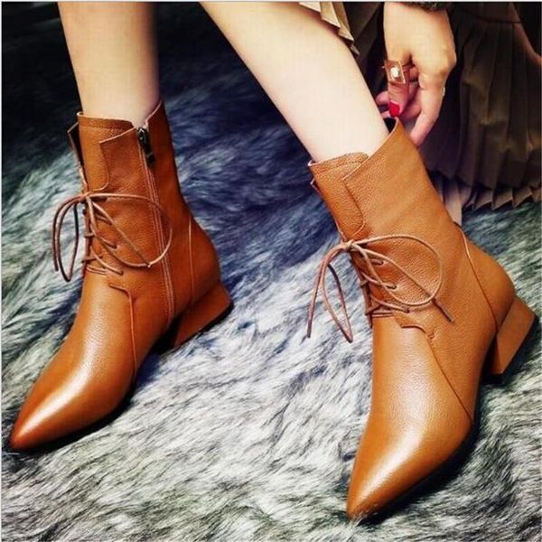 

boots autumn and winter women's in the tube with thick pointed toe women, Black