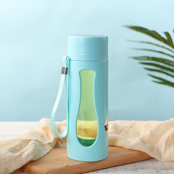 

double glass bottle portable anti-320ml sport outdoor water bottles with lift rope