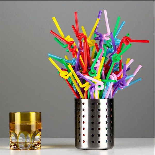 

100pcs/pack flexible straws for birthday wedding party event supplies decorative bubble cocktail party straws kitchen gadget uwafh