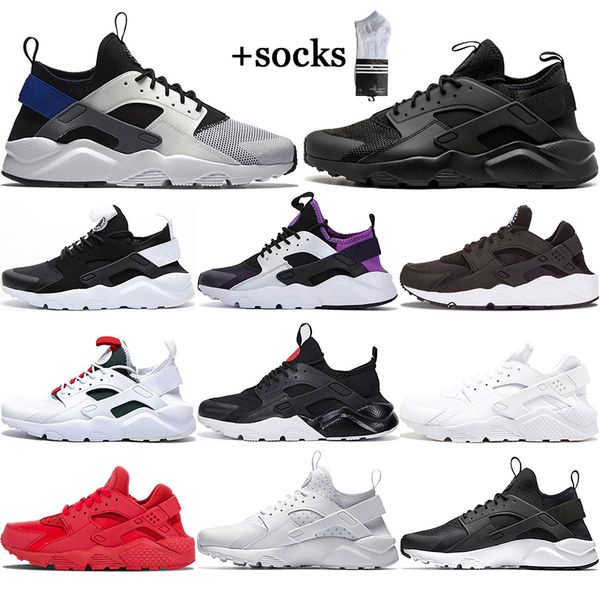 

2021 huarache iv 4.0 iv 1.0 mens running shoes triple black white red silver huaraches men trainers women sports sneakers eur36-45
