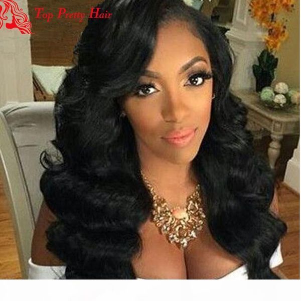 

virgin hair silk full lace wig with baby hair body wave peruvian glueless lacefront silk base human hair wigs for black women, Black;brown