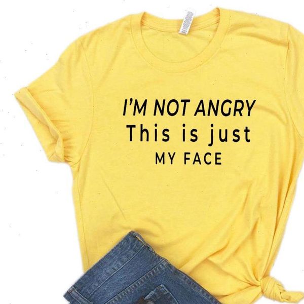 

im not angry this is just my face letter print t shirt women short sleeve o neck loose tshirt 2021 summer women, White