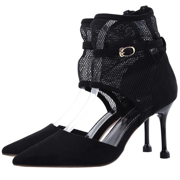 

fairy sandals net red high heel women's shoes 2021 new autumn shoes fine with wild pointed shallow mouth single tide, Black