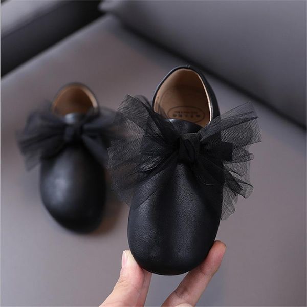 

новая осень детская обувь для девочек кожа чистая пряжа bow knot grils принцессы обувь мягкое дно cute моды малышей детская обувь jlltvn bde, Black