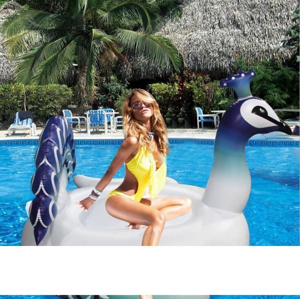 

New 200cm giant inflatable mattress summer water party toy coloful swim floats tubes floating pvc water bed high quality air bird lounge