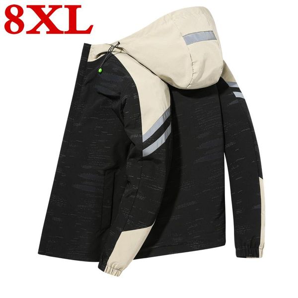 

new 7xl 2021 spring 8xl autumn men casual plus size patchwork jacket zipper thin coat brand clothing, Black;brown