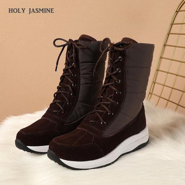 

new cow suede snow boots 2020 autumn winter lightweight snow boots space cotton padded waterproof cloth women shoes down plush, Black