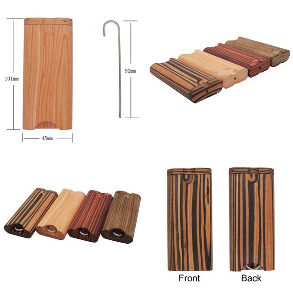 Holzpfeife Kit Rotierende Abdeckung mit Haken 4 Farben Trockenkräuter Zigarettenschachtel Gebogene Rohre Fall Beliebter heißer Verkauf 15BT G2