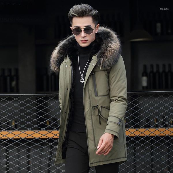 

direct selling group overcomes male middle long raccoon dog fur collar mink inner bladder fur one body heining coat1, Black