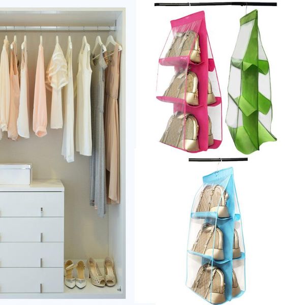 

6pocket handbag hanging storage organizer holder wardrobe closet hanger