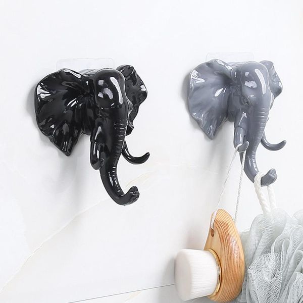 

elephant head animal wall door clothing hook display storage racks self adhesive hanger bag sticky holder creative decor #bl2