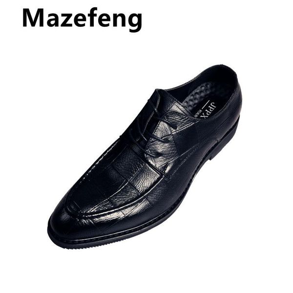 

luxury business oxford leather shoes men breathable rubber formal dress shoes male office wedding flats footwear mocassin homme, Black