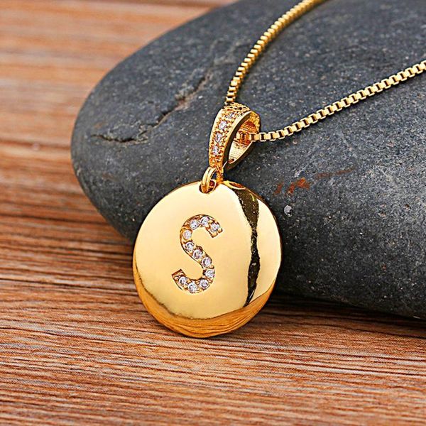 

chains fashion initial 26 letter necklace gold chain charm name necklaces pendants copper cz jewelry statement for women girls, Silver
