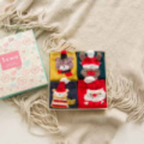 

women's medium tube sweet personality autumn christmas socks christmas socksand winter cartoon three-dimensional socks to absorb sweat, Black