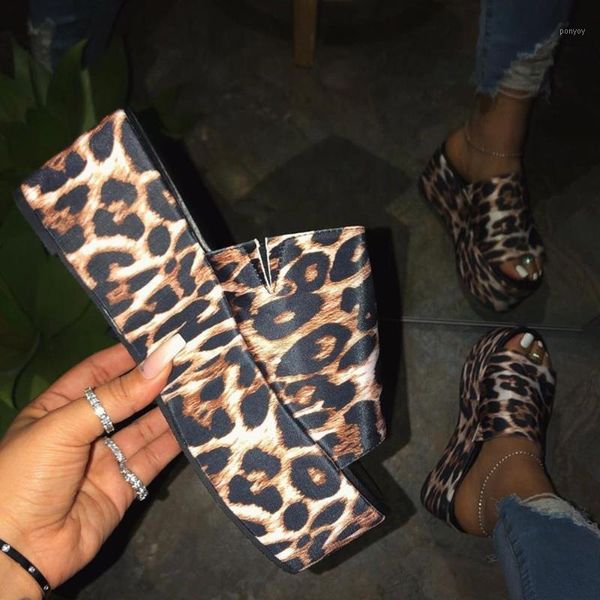 

2021 platform sandals leopard skin women beach shoes high heels slippers lady large size 42 43 sliders whosale1, Black