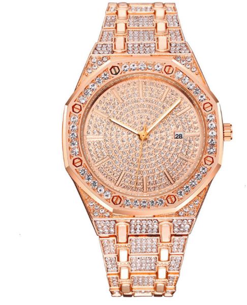 

alloy diamond inlaid creative steel new band men's watch sky star calendar watch, Slivery;brown