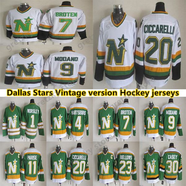 

men's dallas stars ccm винтажные майки 4 hartsburg 7 broten 9 modano 20 ciccarelli 23 billows 30 casey 11 parise hockey jersey, Black;red
