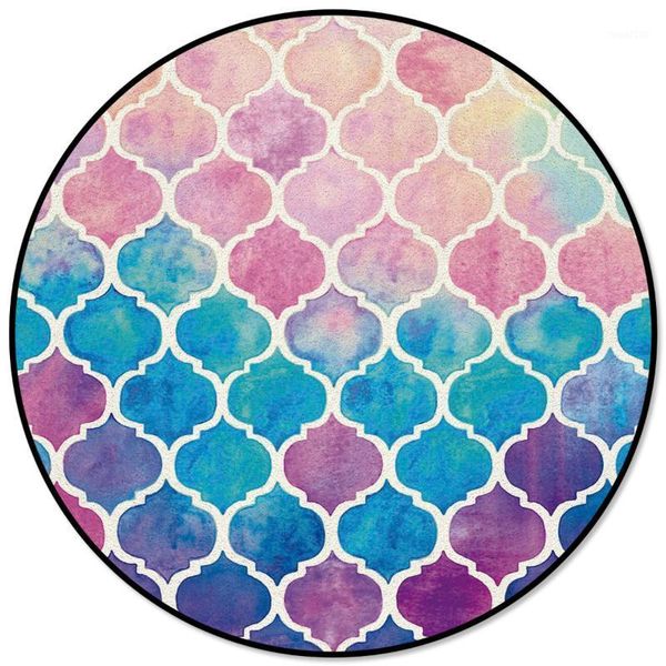 

color morocco geometric checks print round carpets for kids room big area rug floor mat for bedroom living room home decor1