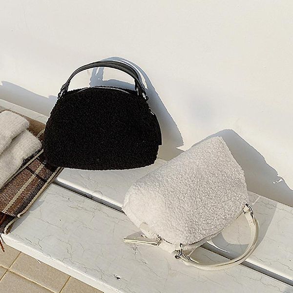 

retro ladies plush shell bag simple woman shoulder bag niche design handbag for female 2021 trend crossbody fashion purses