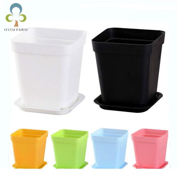 

10pcs 7 colors avilable thicken flower pots planters pot trays plastic pots creative small square pots for succulent pl wmtlzh