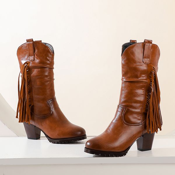 

2021 новые марки женские сексуальные середины тельфа черная женщина обувь большой размер сапоги 43 r818, Black