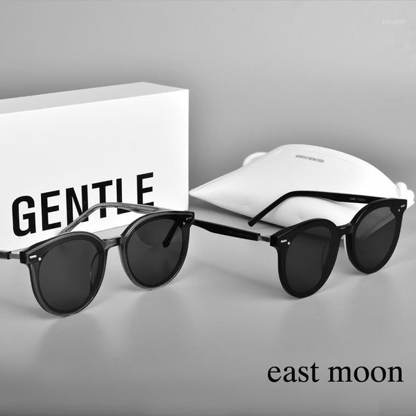 

sunglasses fashion brand designer gentle east moon round acetate polarized uv400 women men lens glasses with case1, White;black