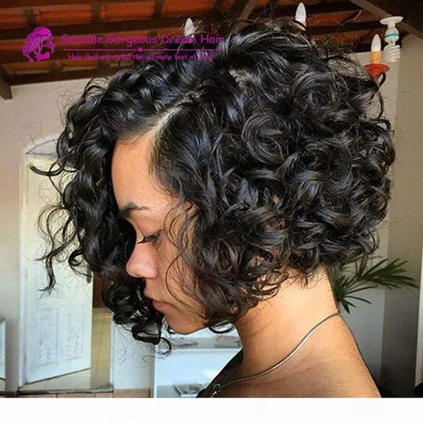 

wholesale peruvian virgin kinky curly full lace wigs natural afro short curly glueless lace front human hair wigs for black women, Black;brown