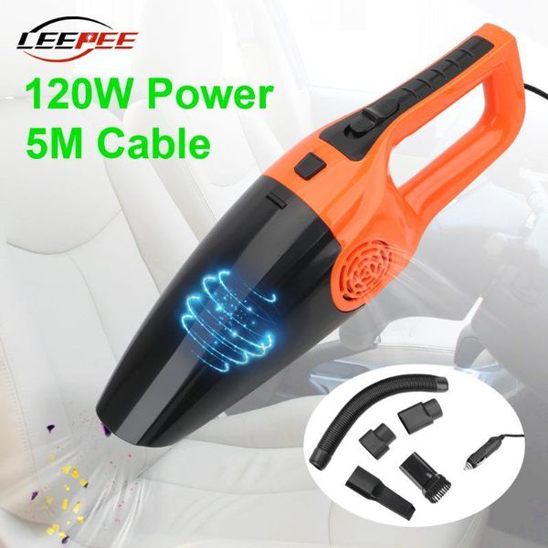 

leepee 12v 120w 5m cable handheld car vacuum cleaner high suction powerful universal for wet and dry cleaning car accessories1