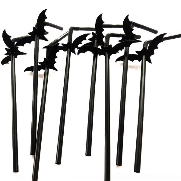 

odkqv plastic riqki bat disposable art long straw bend black protection halloween straw 50 pack environmental
