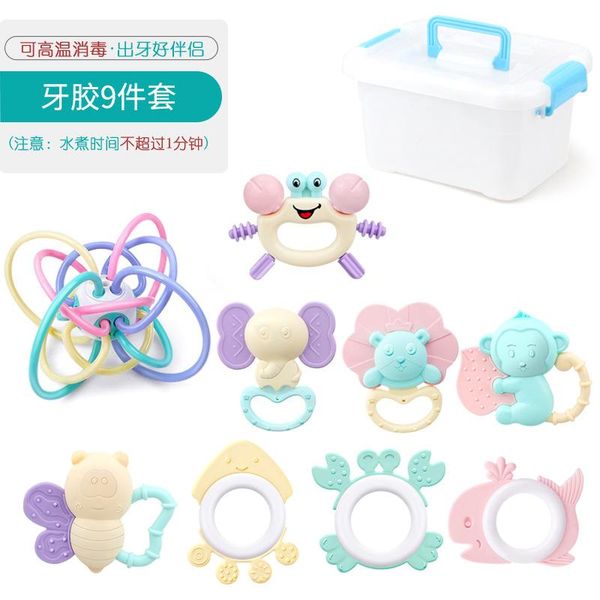

baby toys 0-1 year old baby hand rattle gum newborn kid early education molars boiled bed bell set teethers gift