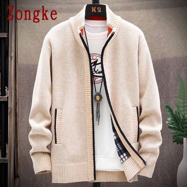 

zongke 2020 autumn korean knitwear cardigan men sweater solid zipper sweaters for men slim fit winter clothes m-4xl c1024, Black