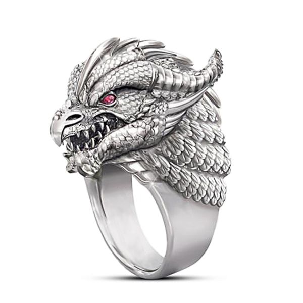 

februaryfrost brand cruel dragon head men rings punk personality retro party single ring gothic male ring jewelry cool guy ring drop shippin, Golden;silver