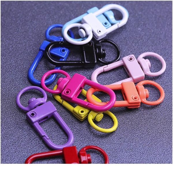 

10pcs color paint baking keychains key chain key ring spring buckle 8 word buckle shrimp buckle bag jewelry acc jllrix