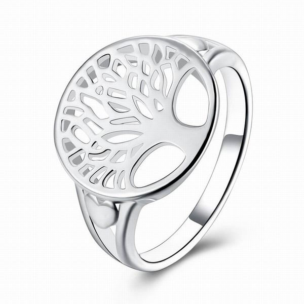 Hollow Personality Wishing Tree Engagement Women Tree Of Life 925 Sterling Silver Carved Jewelery Wedding Bands Finger Rings