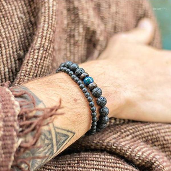 

beaded, strands men bracelet/beads braclets/lava/natural/homme/fashion/bangles bracelet wooden bead accessorie jewelry male customized gift1, Black