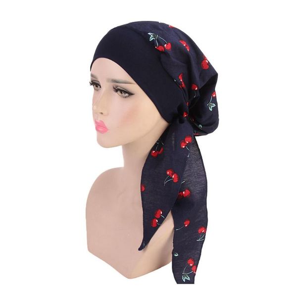 

women fashion muslim hijab wrap hair loss turban cap adjustable polyester elastic cancer chemo multi colored hair accessories, Blue;gray