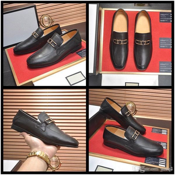 

2020 new designer men dress shoes casual gentlemen slip-on leather shoes luxury formal shoes business men loafers big size 38-4, Black