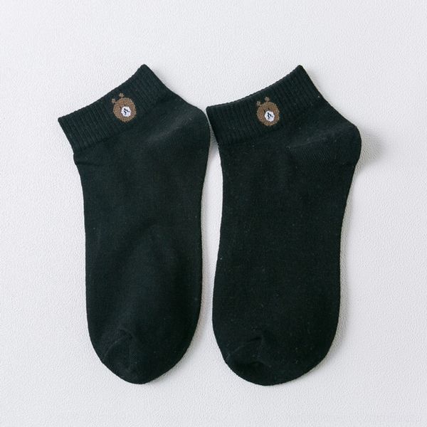 

te6ns korean cartoon boat harajukufashion women's low shallow mouth bear boat socks socks dnv5u, Black